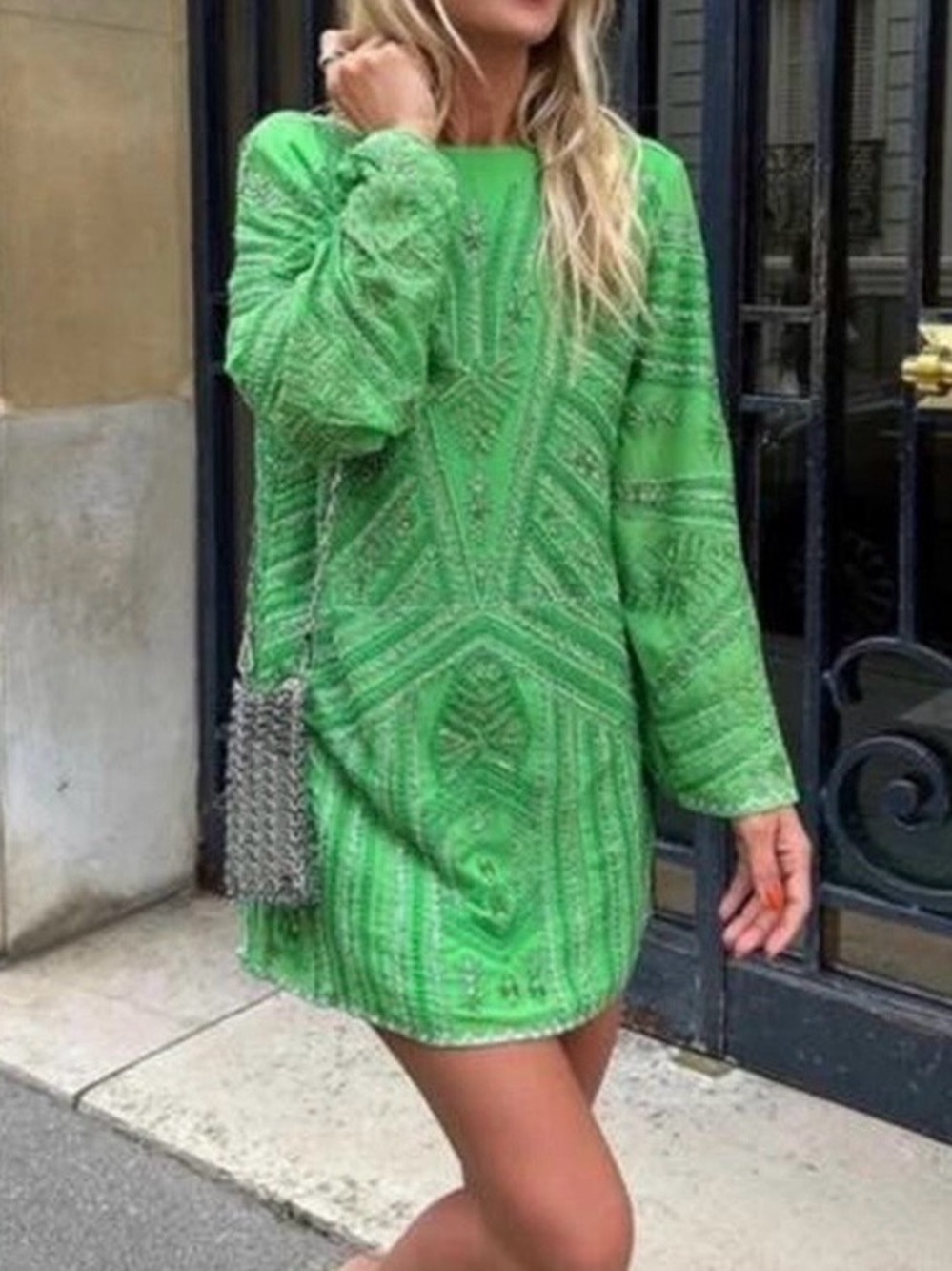 Zara Embellished Green Beaded Women's Mini Dress or Top